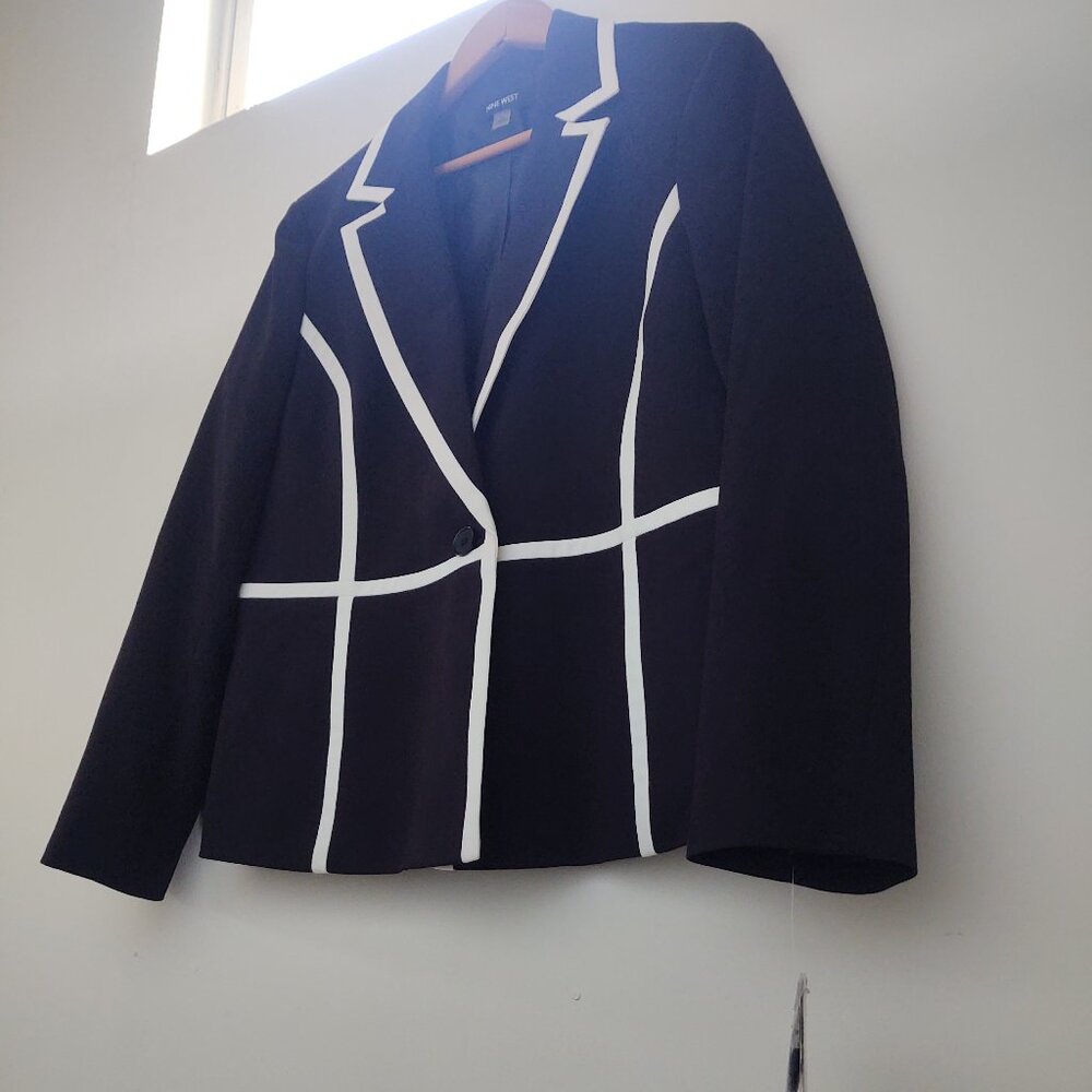 NWt 🔲Nine West Classic Blazer-Jacket~ 🔳Black & White Size: Xl